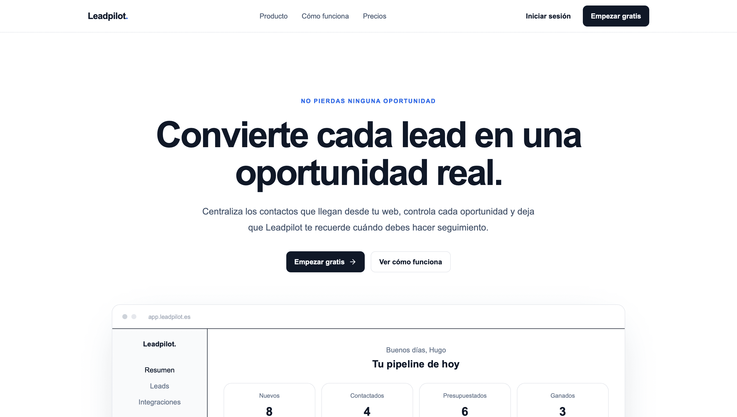 Vista previa del proyecto Leadpilot